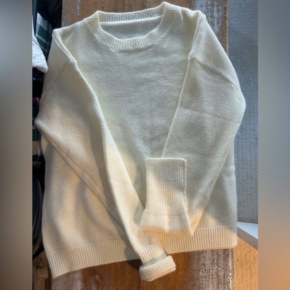 SHEIN Soft Cream Crew Neck Sweater
